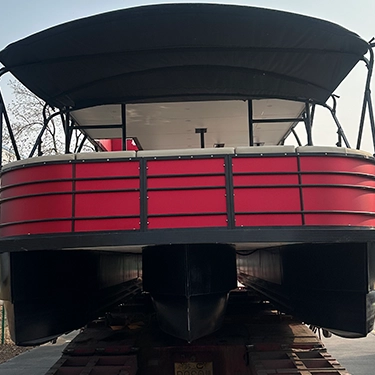 Barco pontón de dos pisos para fiestas de lujo de 36 pies con inodoro