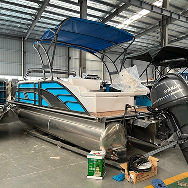 Barco pontón de aluminio de aluminio de Wakeboard de velocidad deportiva de 19 pies con agua deslizante